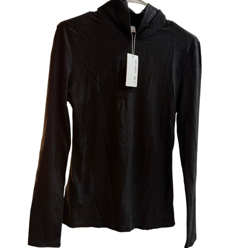 NWT Reoria Women's Turtleneck Long Sleeve Thermal Top Slim Basic Black Size L